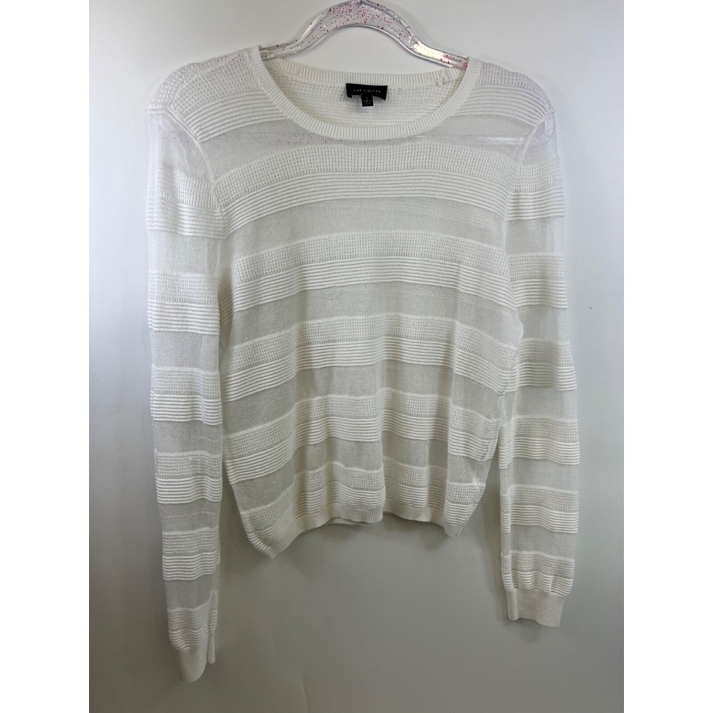 The Limited Pullover Semi Transparent Sweater, White Women's L